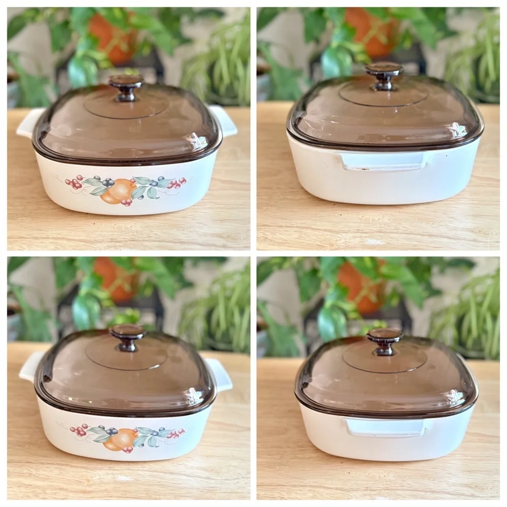 Corningware 1992 Abundance A-1 1/2B 1.5L / A-2B 2L Casserole Dishes w/ Lids
